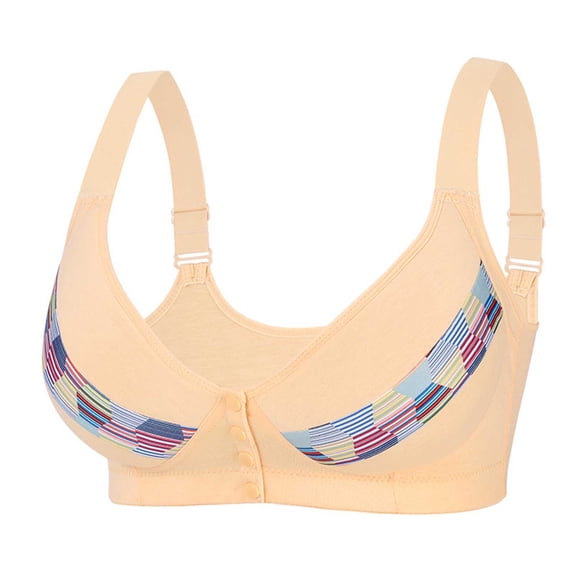 Womens Everyday Bras, Daisy Bras for Older Women Breathable Front Close Button Bras, Full Coverage Comfort No Underwire Front Buckle Corset Bra 36-52