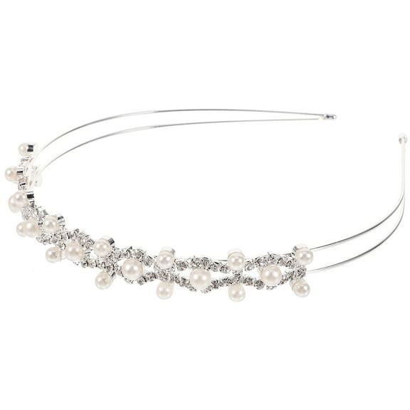HOMEMAXS Elegant Bridal Hairband with Rhinestone and Pearl Decoration for Wedding Prom Silver .51 inch