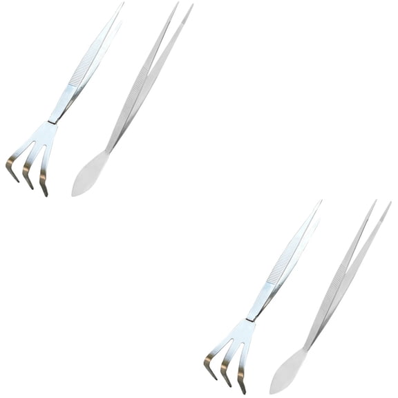 FRCOLOR 4 pcs Precision Tweezers Set Stainless Steel Tweezers Stainless Steel Rake Spatula Tweezers