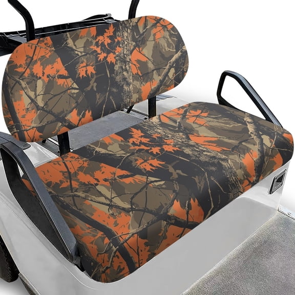 Pzuqiu Golf Cart Seat Covers, Compatible with Golf Carts, Suitable for Ezgo Breathable, Orange Camo