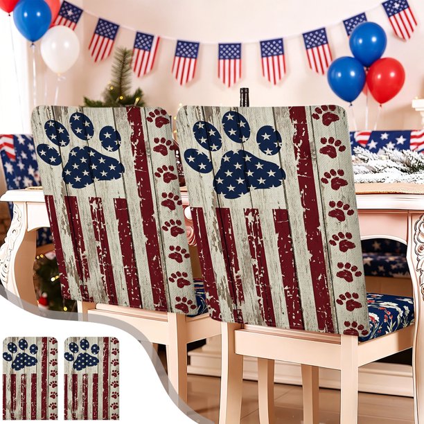 Juego de fundas patrióticas para sillas, ideales para la decoración navideña: funda lavable de poliéster para sofá, sillón o sala de estar. Protector de sillas para la temporada festiva.
