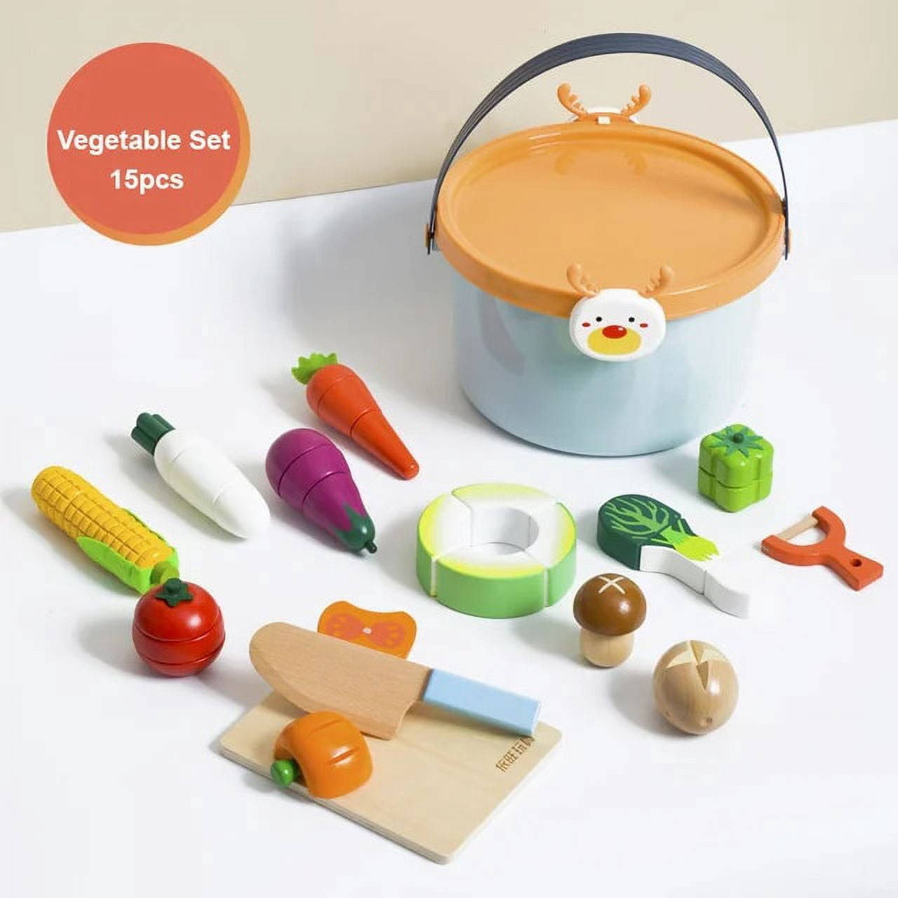 Jouet En Bois Fruits Et Légumes à Découper - 12 Aliments + Couteaux, Velcro, Panier, éducatif Pour Enfants 3-5 Ans