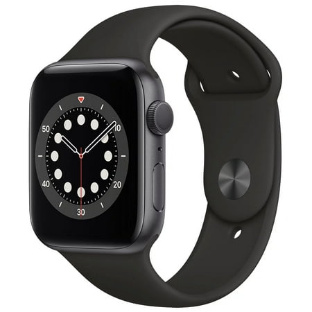 Restored Apple Watch Series 6 GPS - 44mm - Space Gray Aluminum - Black Sport Band M00H3LL/A (Refurbished)