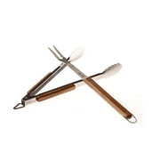 BBQ-AID 3 Piece Grill Set BBQ Accessories - Kitchen Tongs, Metal Spatula & Fork Utensils - Heavy Duty Stainless Steel Barbecue Grill Utensils for Outdoor Grill with Solid Sturdy Wood Handles
