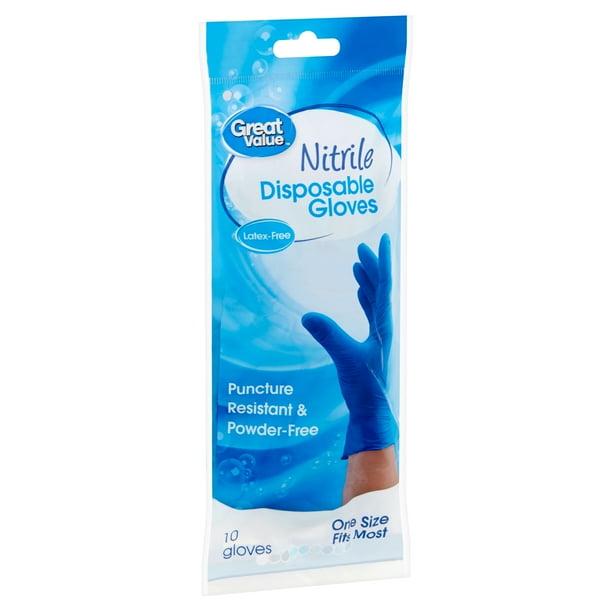 Great Value Nitrile Disposable Gloves, 10 Count