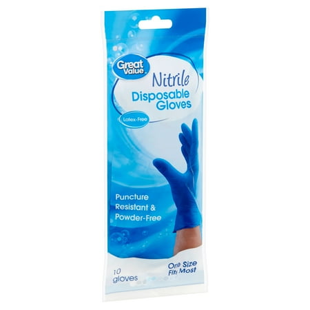 Great Value Nitrile Disposable Gloves, 10 count