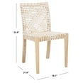 thumbnail image 6 of SAFAVIEH Tyria Leather Dining Chair, White/Natural (Teak), Set of 2, 6 of 7