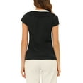 thumbnail image 3 of Allegra K Women's Pleated Front  V Tie Neck Cap Sleeve Work Office Tops, 3 of 5