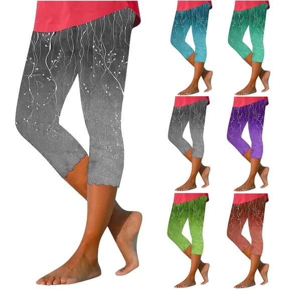 Patlollav Womens Summer Capris High Waisted Matching Slim Fitting Yoga Gym Pants