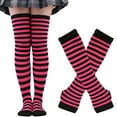 thumbnail image 1 of ZheElen Easy To Wear Over Knee Socks Highly Elastic And Durable Soft And Breathable Wide Application Polyester Easy To Match rose red and black 1Set, 1 of 5
