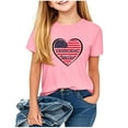 thumbnail image 3 of Jinhomg Kids Graphic Tees Short Sleeve American Flag Heart Shirts Casual Loose Crew Neck Summer Pullover Tops Cute Daily Wear Pink 110, 3 of 8