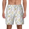 thumbnail image 2 of Picia Floral pattern Mens Swim Trunks with Compression Liner Stretch Beach Shorts Quick Dry with Zipper Pockets No-Chafing Board Shorts-Small, 2 of 9