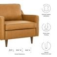 thumbnail image 4 of Armchair Accent Chair, Tan, Leather, Modern Contemporary Mid-Century French Country, Mid Century Living Hotel Lounge Cafe Lobby, 4 of 8