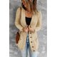 thumbnail image 3 of ABPHQTO Cárdigan de Mujer Beige con Bolsillo Delantero y Cierre de Botones, 3 of 5