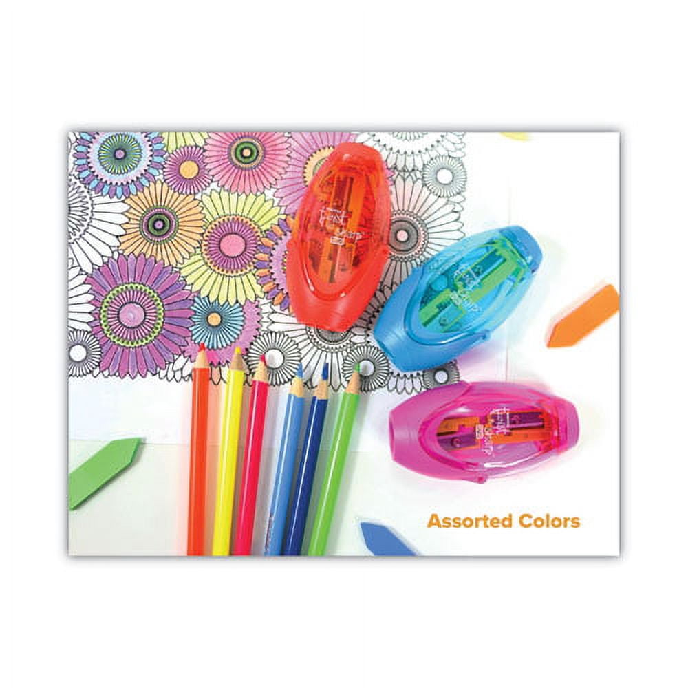 Twist-N-Sharp Pencil Sharpener, Two-Hole, 3.91 X 1.5 X 5.88, Randomly Assorted Colors, 6/pack | Bundle of 2 Packs