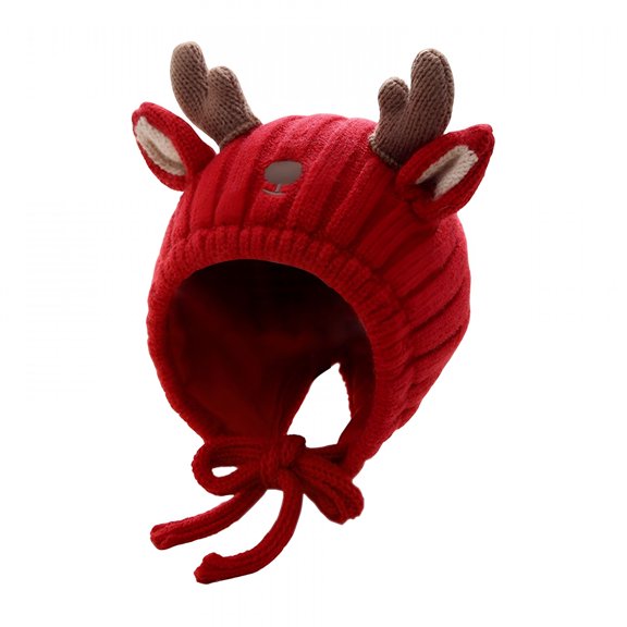 TELOLY Adorable Baby Christmas Reindeer Beanie Ear Warmer Hat for Infant Newborn Toddler 0-2 Years Old Festive Xmas Lovely Hats