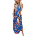 thumbnail image 1 of SMihono Robe Maxi Bohème d'Été pour Femmes Grande Taille Robe Longue Imprimée Sans Manches à Encolure Croisée devant Robe de Plage Évasée, 1 of 5