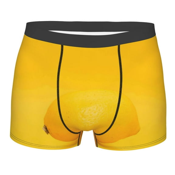 Naloa Yellow Lemon Print Mens Underwear - Boxers for Men, Classic Briefs for Men
