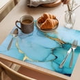 thumbnail image 3 of Teal Marble Placemats Set of 12 Modern Ink Painting Luxury Modern Art Place Mats Indoor Wipeable Table Mats Washable Cloth Dining Table Placemats for Kitchen Holiday Party Home Decor 13x19 Inch, 3 of 9