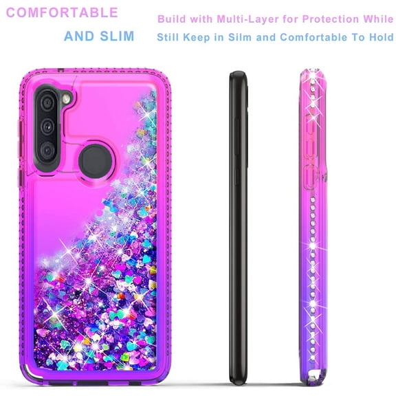Samsung Galaxy Note 20 Case, [NOT FIT NOTE 20 ULTRA] Case, Liquid Floating Glitter Quicksand Bling with Spot Diamond Cover - Pink / Purple