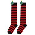 thumbnail image 2 of Xijirk Women Christmas Stripe 3D Tree Decor Knee High Socks Stretchy Knit Long Socks for Holiday Size:One Size, 2 of 5