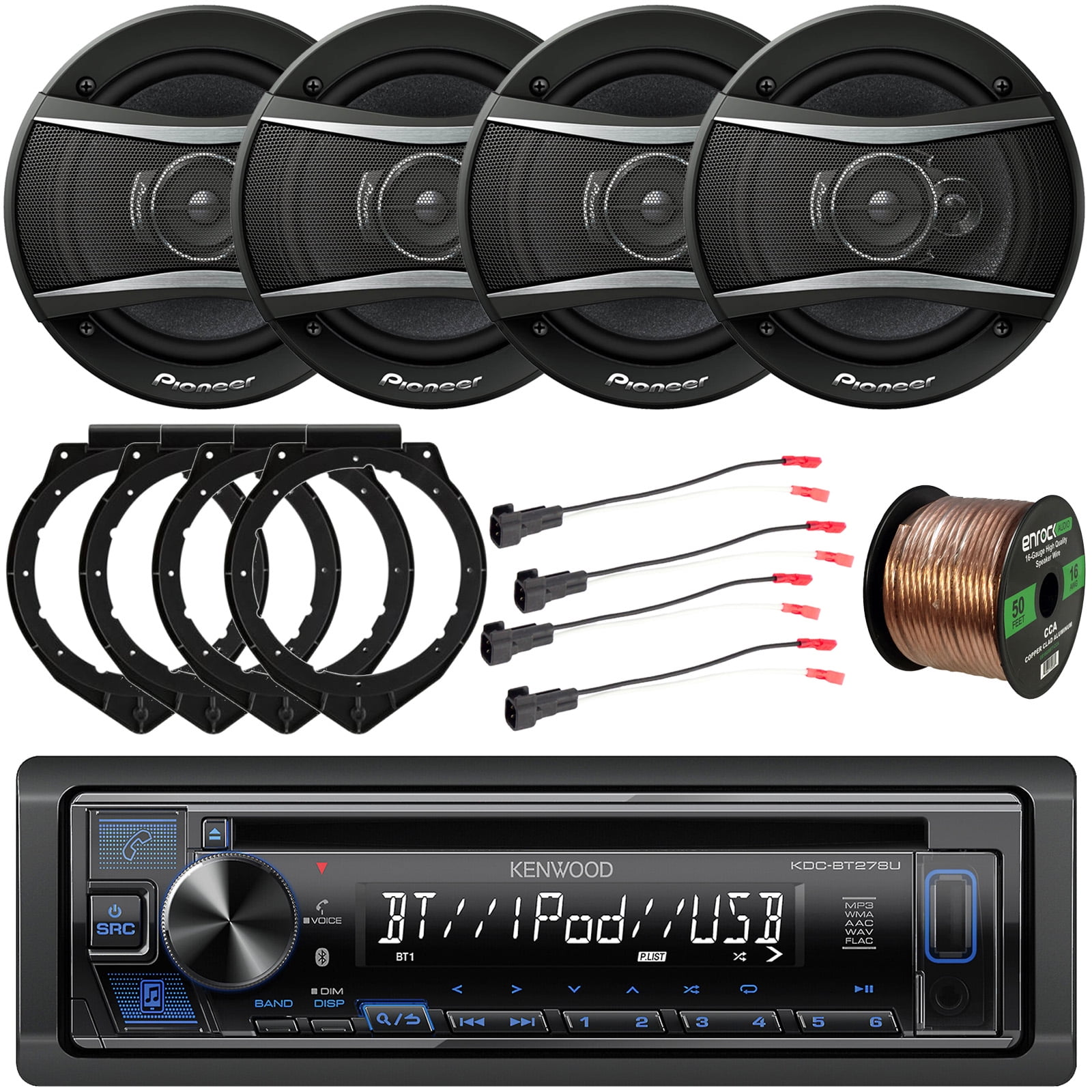 Kenwood Bluetooth USB AUX AM/FM Stereo CD Player Receiver, Pioneer 6.5