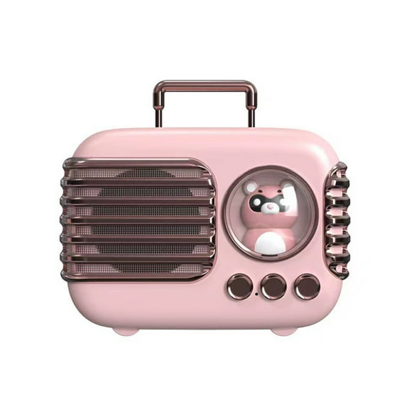 Cute Retro Bluetooth Speaker Mini Luggage Mini Speaker Creative Vintage Lovely Small Speaker Pink