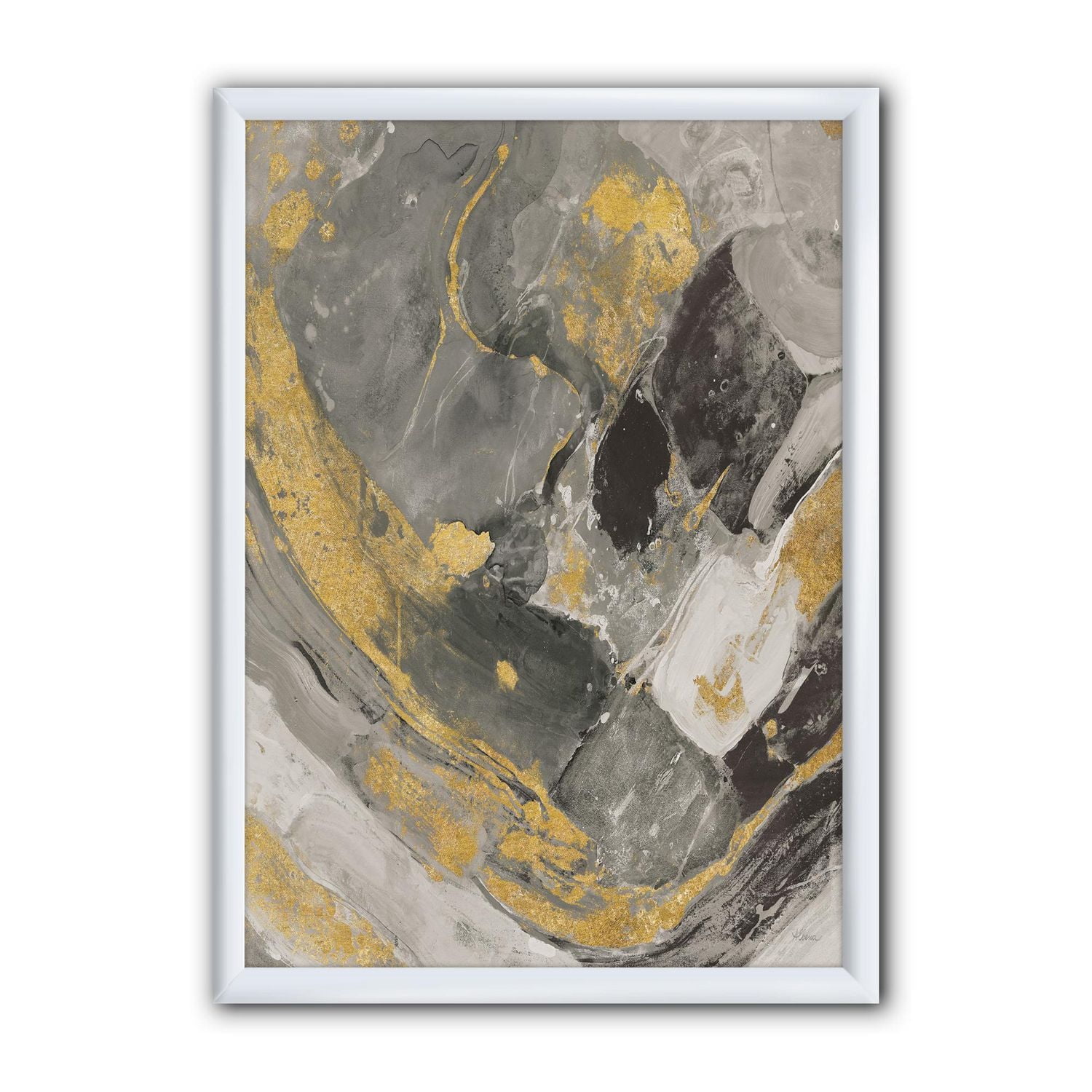 Designart Marble Gold and Black II Framed Wall Art