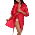 thumbnail image 4 of DPTALR Women Hot Fix Casual Solid Color Simulated Silk Home Clothing Robes, 4 of 6