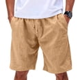 thumbnail image 2 of Lumtrix Men's Linen Shorts with Pockets Lightweight Breathable Casual Elastic Waist Shorts for Summer Beach Vacation Earthy Yellow XL, 2 of 8