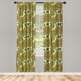 thumbnail image 4 of Ambesonne Orange Mandala Window Curtains, Folkloric Blossoms, Each 28" W x 95" L, Pale Green and Multicolor, 4 of 4