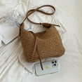 thumbnail image 3 of Women Crossbody Bag Fashion Hand-Woven Handbags Simple Summer Beach Bag (Coffee), 3 of 10