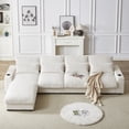 thumbnail image 3 of 126" Modular Sectional Sofa, Convertible L-Shaped Couch with Cup Holders and Charging Station, 4-Seater Comfy Cloud Couches with Movable Ottoman and 4 Waist Pillows, Beige, 3 of 9