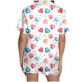 thumbnail image 4 of FUNDUFI Pajama Set For Women Short Sleeve Laepl Valentine's Day Love Heart Printed Shirts Shorts 2Pcs Pajamas Set Soft Lightweight Loose Fit Sleepwear Sets Comfy Women's Pjs Sets, 4 of 6