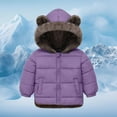 thumbnail image 5 of lnmuld Kids Jacket Reversible Girls Hooded Jacket with Bear Ears Winter Warm Thickened Padded Coat Long Sleeve Outwear for Cold Weather Solid Color Size:3-4 Years, 5 of 6