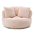 thumbnail image 5 of Aukfa 45" Oversized Round Bean Bag Chair, Deep Seat Lounger with 3 Pillows, No Assembly Sofa, Pink, 5 of 8