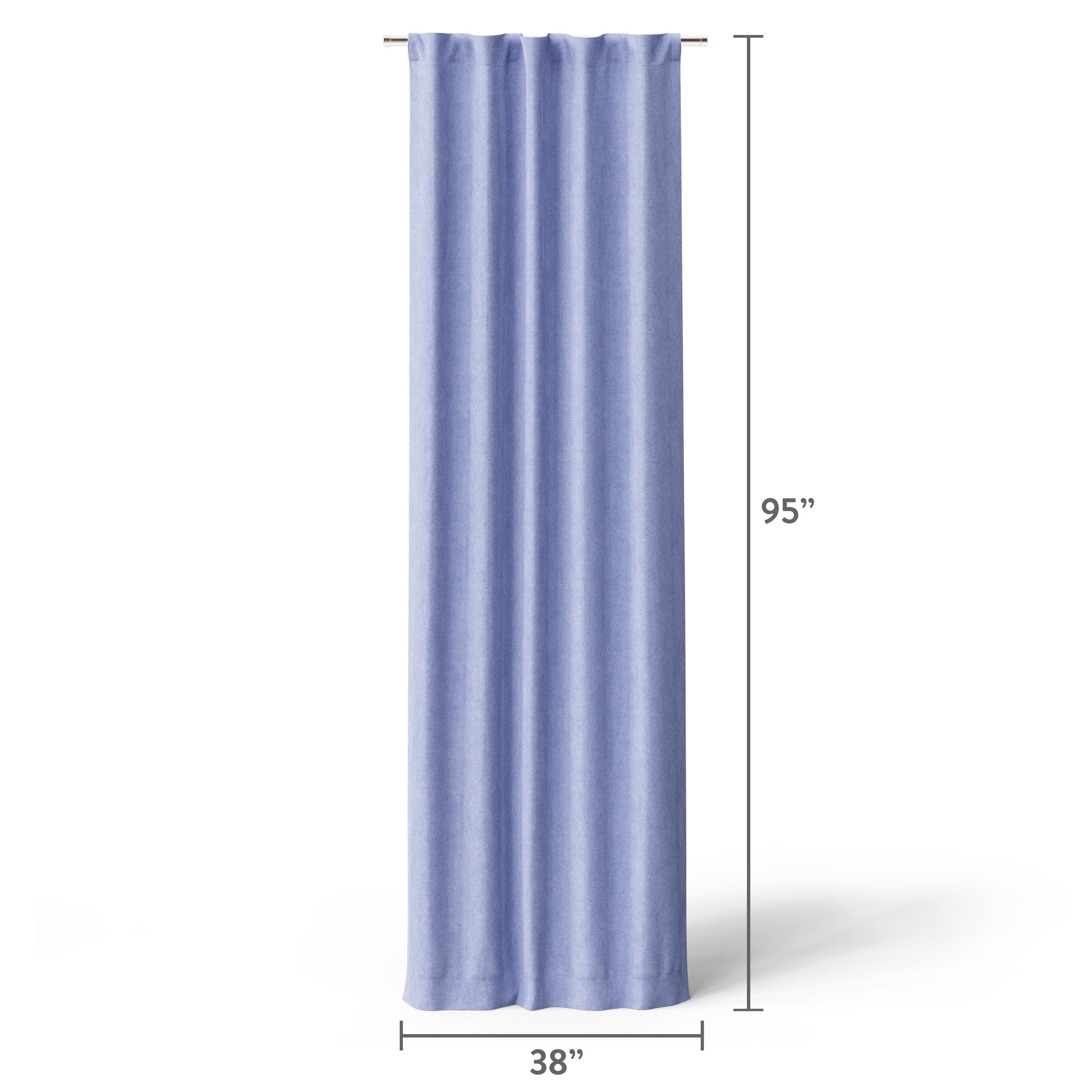 Mainstays Kids Blackout Ribbed Corduroy Curtain Panel, Light Purple Spring Periwinkle, Rod Pocket with Back Tabs, 38 in x 95 in, 1 Panel
