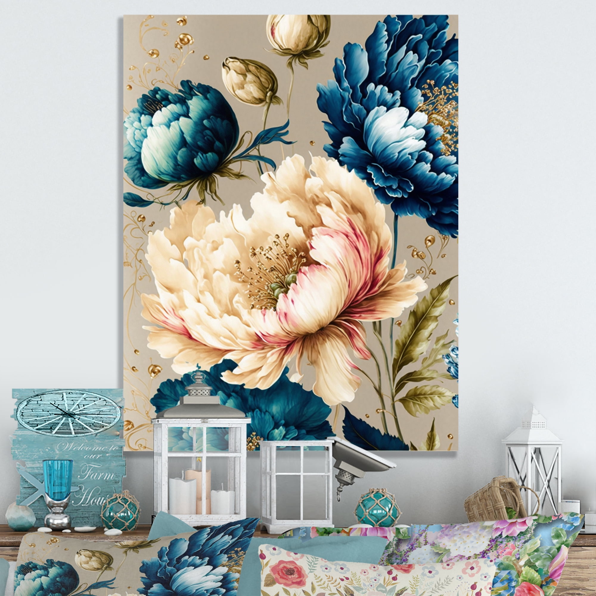 Designart Vibrant Multi-Color Floral Bunch I Canvas Wall Art