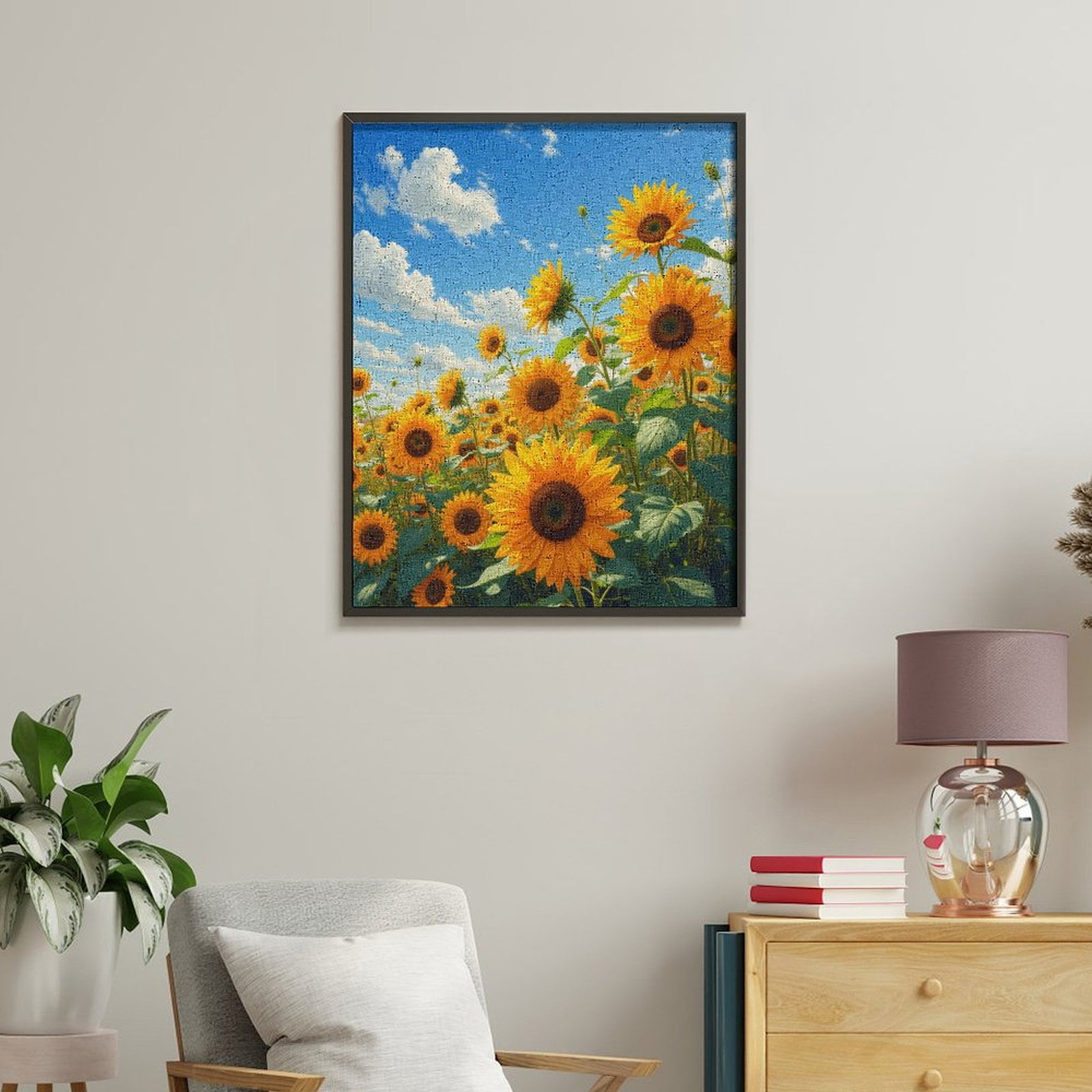 Paint By Numbers Kit for Adults Beginner - DIY Sunny Field Of Blooming Sunflowers Canvas Painting Kits for Adults, Frameless Paint By Number for Adults for Home Wall Decor 16x20 Inch
