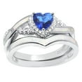 thumbnail image 2 of LaRaso & Co His and Hers Wedding Ring Set Sterling Silver Blue Sapphire Rings Women Men 11/6, 2 of 8