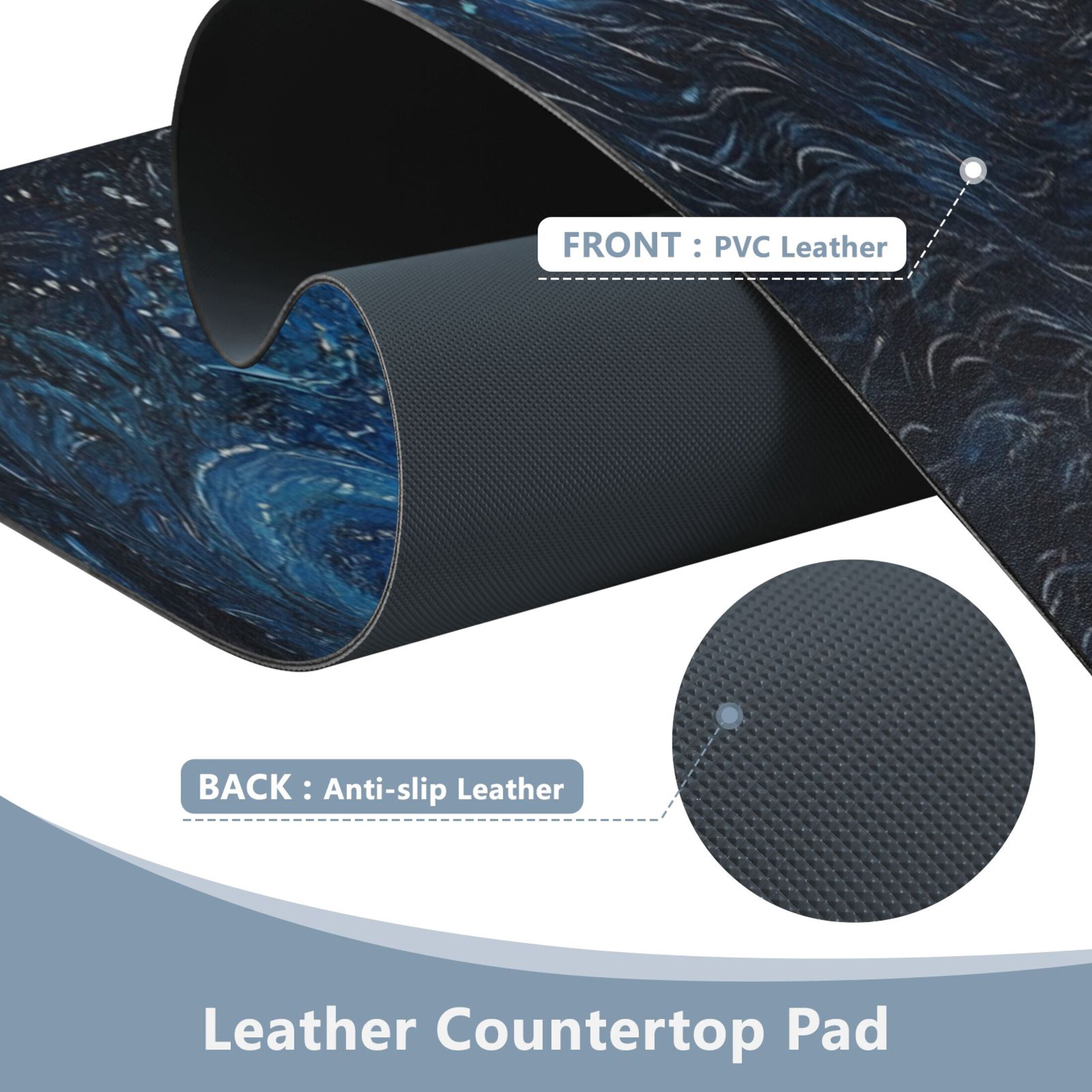 Wobogo Cool Black Wolf Gaming Mouse Pad Non-slip Leather Desk Mat Water Resist Keyboard Pad for Gamer Office 16.5×35.4in