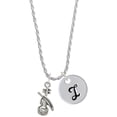 thumbnail image 1 of Delight Jewelry Silvertone Violin Silvertone Script Initial Disc - I - Charm Necklace, 20"+3", 1 of 4
