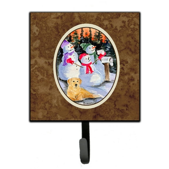 Carolines Treasures SS8989SH4 Snowman with Golden Retriever Leash Holder or Key Hook, Small, Multicolor