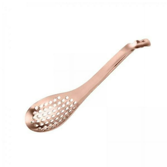 veasfak 2xPerforated Spoon, Small Slotted Spoons, Modern Stylish Cuisine Spoon, Perforated Spoon, for Curry Cereals Stews , Rose Gold, 2 Pcs