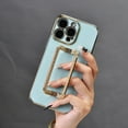 thumbnail image 4 of Plating Phone Case Rhinestone Frame Phone Holder Phone Grip Hidden Stand Full-Body Protection Shockproof Protective Silicone Soft Rubber TPU Case Color: White Black For Men Women For Apple IPhone 14 1, 4 of 5
