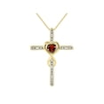 thumbnail image 2 of RYLOS Matching Jewelry Yellow Gold Plated Silver Claddagh Ring & Cross Necklace. Heart Gemstone & Diamonds, 6MM Garnet January Birthstone; Size 10, 2 of 9