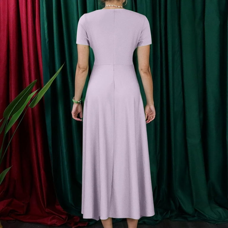 chinese dress ladies Womens Plus Size Dresses, Spring 2026 High Waist Short Sleeve Casual Round  Neck Gradient Drawstring Swing Maxi Dresses (XL, Cyan) at Amazon Women's  Clothing store main image 0
