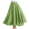 thumbnail image 2 of qolati Linen Maxi Skirt Womens Boho Elastic Waist A-Line Long Skirt Dress 2024 Casual Pleated Flowy Swing Summer Beach Skirts, 2 of 6