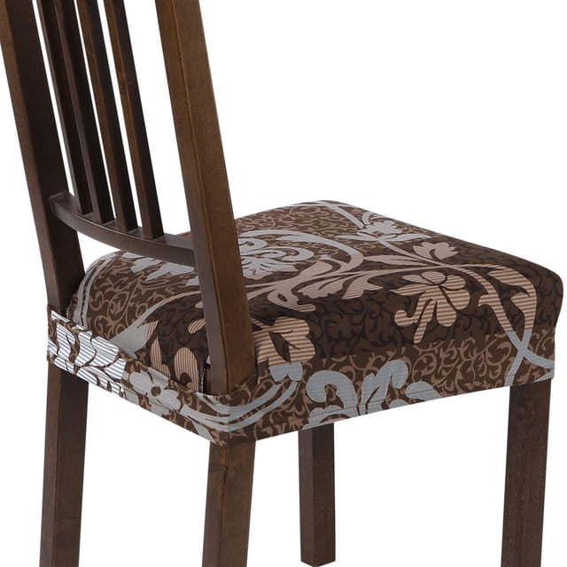 Juego de 8 fundas elásticas marrones para asiento de silla de comedor SearchI