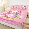 thumbnail image 4 of Erosebridal Pink Cute Axolotl Queen Sheet Sets,Kawaii Cherry Blossom Bed Set For Girly 4pcs, 4 of 6